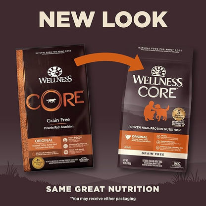 Wellness CORE Dry Dog Food, Grain-Free, High Protein, Natural, Original Turkey & Chicken Recipe, (4-Pound Bag)