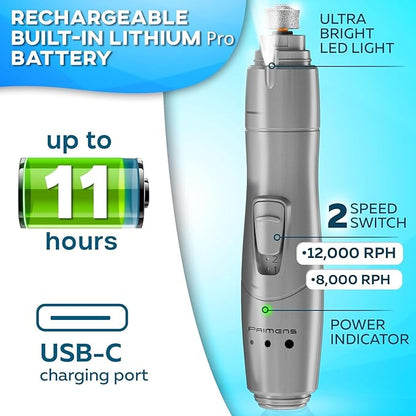 Low Vibration Dog Nail Grinder with LED Light  2-Speed Quiet Nail Trimmer for Small & Medium Dogs, Cats, and Other Pets Professional Grinder