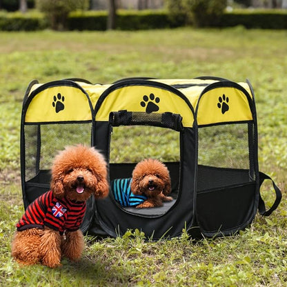 Pet Dog Puppy Playpen Dog Cat Tent Crates, Foldable Exercise Kennel Portable Playpen for Small Medium Dogs/Cats/Rabbits, Indoor Outdoor Travel Camping Use with Removable Zipper Top Green