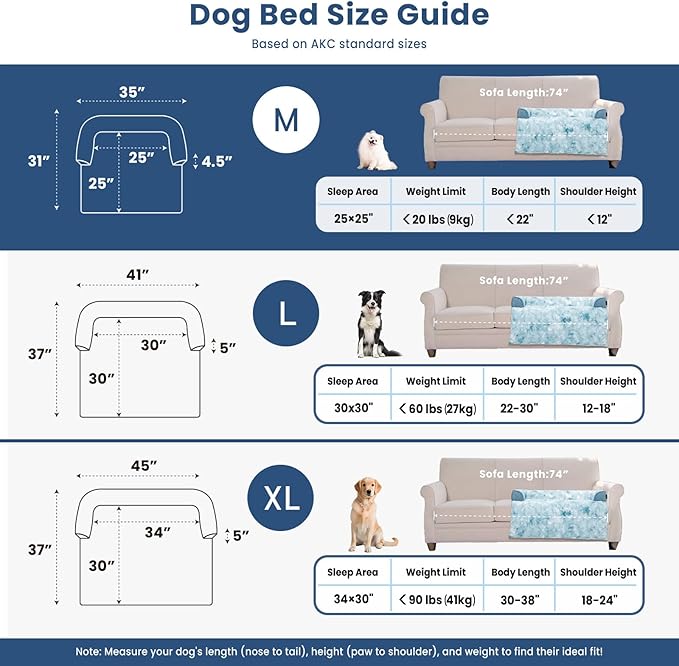 Calming Dog Couch Bed for Medium Dogs/Cats, 35 x 31 inch Waterproof Removable Dogs Mat Couch Cover for Furniture Protector, Non-Slip Fluffy Pelsbarn Dog Bed for Couch, Sofa - Tie-Dye Blue