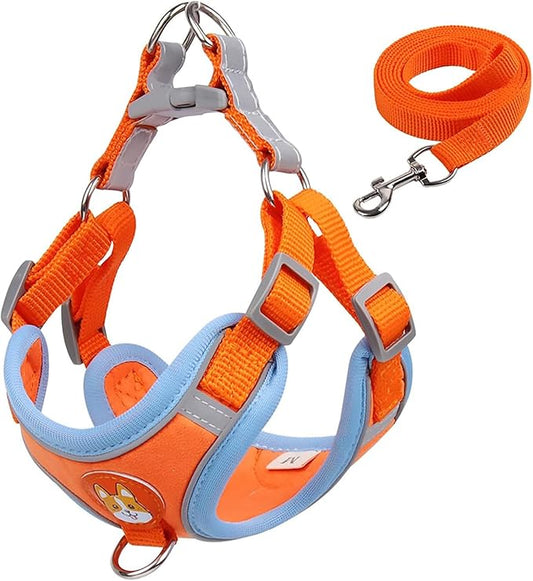 Dog Harness, Adjustable No Pull Dog Harness, Comfort Escape Proof Dog Harness, Dog Harness and Leash Set, Reflective Dog Vest Harness, Dog Harness for Small Dogs and Medium Size Dog