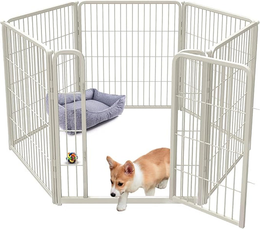 FXW Homeplus Dog Playpen for Indoor Use - Stress-Free and Safe Play, Heavy Duty 32 Inch 6 Panels Dog Pen for Puppies, Small and Medium Dogs, White_atented