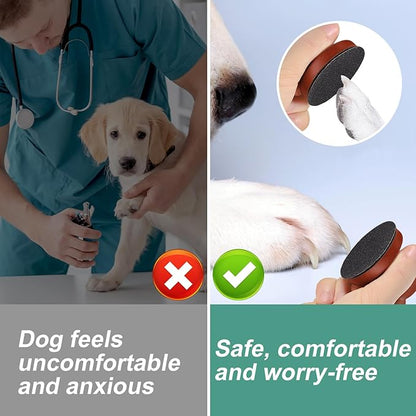Dog Nail File, Wooden Dog Nail Scraper Dog Scratch Pad with 7pcs Replaceable Sandpaper & Cleaning Brush Stress Free Dog Nails Grinder Board Trimmer for Pets Dogs Cats