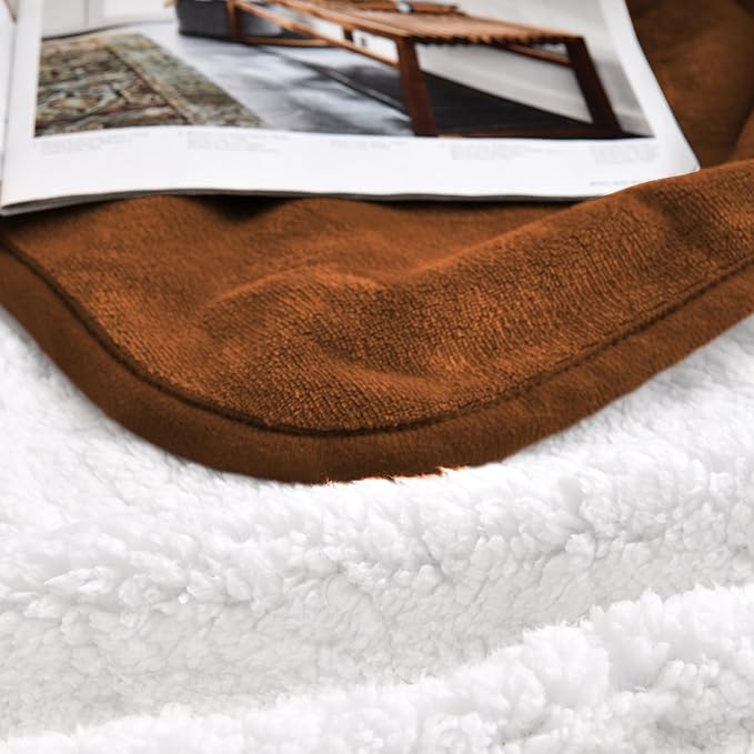 Waterproof Blanket for Bed Couch Sofa, Soft Liquid Pee Proof Pet Blanket for Dog Puppy Cat, Reversible Sherpa Fleece Blanket for Furniture Protector (Caramel, 50x60 inches)
