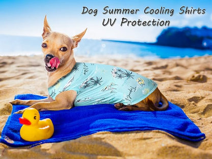 Dog Summer Cooling Shirts,Sun Protection Quick Dry Mesh Breathable Medium Tee-Shirt,Red+Blue M