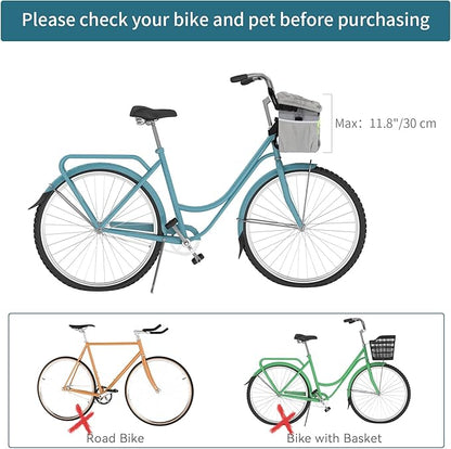 Petsfit Dog Bike Basket, Dog Booster Car Seat, Dog Car Seat for Small Dogs/Cats/Puppies with Safety Rope/Reflective Strips/Two Side Storage Pockets (Grey)