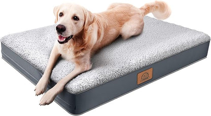 Extra Large Dog Bed Waterproof Dog Bed, Jumbo Orthopedic Dog Beds with Removable Washable Cover for Large Dogs, Pet Bed Mat Egg-Crate Foam, 3XL(47.5"X29"X4"), Grey
