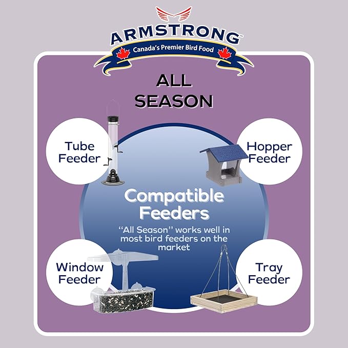 Armstrong Wild Bird Food All Season Bird Seed Blend, 20 Pounds - with Cut Corn, Wheat, White & Red Millet, Black Oil Sunflower Seeds for Blue Jays, Dark-Eyed Juncos and Mourning Doves