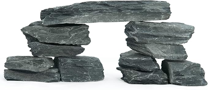 2-6 Inches Natural Slate Rocks 11 PCS Aquarium Stones for Aquascaping, Aquarium Landscaping, Terrariums, Fish Tank Decoration, Vivariums, Paludarium, Reptile and Amphibian Enclosures