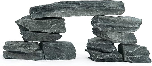 2-6 Inches Natural Slate Rocks 11 PCS Aquarium Stones for Aquascaping, Aquarium Landscaping, Terrariums, Fish Tank Decoration, Vivariums, Paludarium, Reptile and Amphibian Enclosures