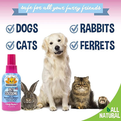 Bodhi Dog Baby Powder Scented Cat & Dog Cologne 4oz + Oatmeal Dog Shampoo & Conditioner for Pet Grooming 8oz | Moisturizing Dog Shampoo for Sensitive Skin | Deodorizing Cat and Dog Grooming Bundle