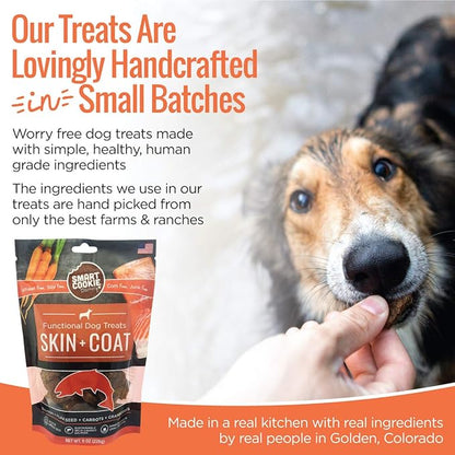 Smart Cookie All Natural Dog Treats - Healthy Skin & Coat Salmon Dog Treats - Ideal for Sensitive Stomachs or Itchy, Allergic, Dry Skin - Dehydrated, Crunchy, Human-Grade, Made in USA - 8oz, Pack of 3