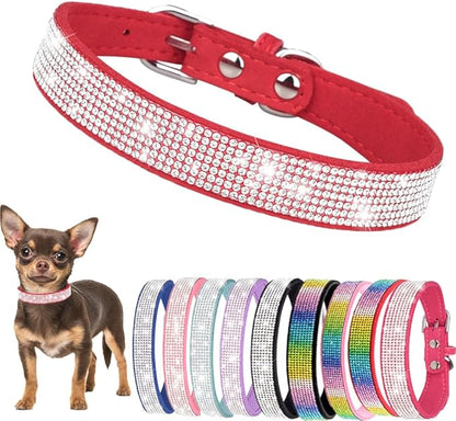 Rhinestone Dog Collars for Large Dogs, Bling Dog Collar with Diamond Crystal Glitter Sparkling Female Dog Collars for Medium Large Dogs Red, XL