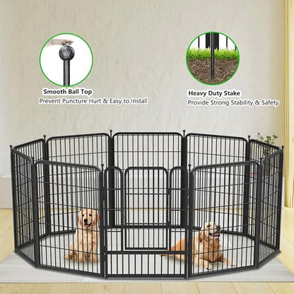 Decorative Garden Fence with Gate, 32in x96ft 42 Panels Metal Fence Panels Heavy Duty Dog Fencing Outdoor Fences for Yard, Rustproof Garden Fencing Flower Bed Edging for Patio Decor