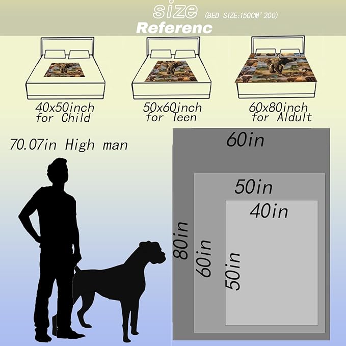 Elephants Throw Blanket - Ultra Soft, Cozy Plush Flannel - Lightweight, Warm, and Fuzzy, Perfect for Couch, Office, or Travel - Fluffy, Decorative Home Accessory 40_50 Inch