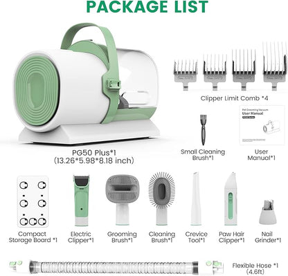 Dog Grooming Vacuum, Pet Grooming Kit, Dog Clipper Nail Trimmer Grinder, 2.5L Dust Cup 7 Grooming Tools 11000Pa Dog Vacuum for Shedding Grooming, Pet Grooming Vacuum for Dogs, Home Cleaning, PG50 Plus