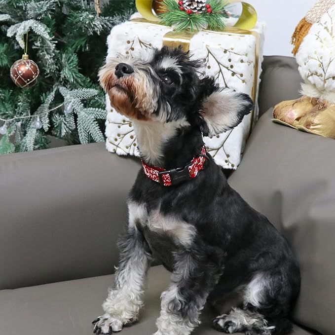 ARING PET Christmas Dog Collar Cute Red Reindeer Dog Collars, Cotton Lightweight Christmas Dog Collars Puppy Collar for Small Medium Large Dogs