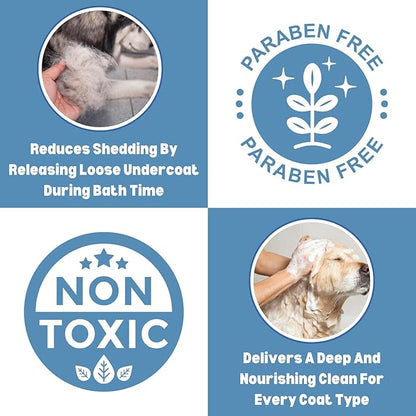 South Bark Blue-Shed® Shampoo for Dogs & Cats 12 oz. | Brightening | Deshedding | Long-Lasting, Fruity Scent | Cruelty-Free | Paraben-Free | Biodegradable and Non-Toxic | Made in USA