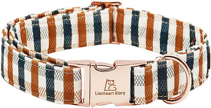 Lionheart glory Plaid Dog Collars Fall Dog Collar Heavy Duty Adjustable Dog Collar for Medium Collar Dog Female or Male Dog Collar