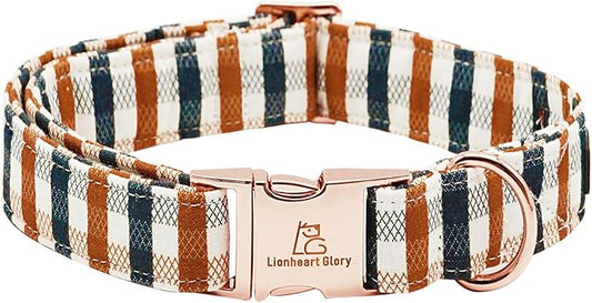Lionheart glory Plaid Dog Collars Fall Dog Collar Heavy Duty Adjustable Dog Collar for Medium Collar Dog Female or Male Dog Collar