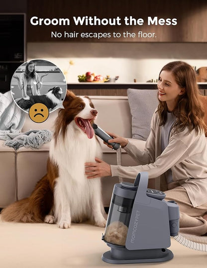 Dog Grooming Kit, FurEase Dog Grooming Vacuum with Dog Clippers for Grooming, 13000Pa Powerful Dog Vacuum for Shedding Grooming with 5 Pet Grooming Tools (Iron Gray, 2.5 Liter Canister)