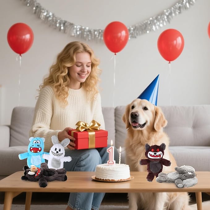 Bzonsmart Dog Squeaky Toys, 5 PCS Crinkle Plush Dog Toys, Dog Toys Value Bundle for Small Medium and Large Dogs, Dog Chew Toys to Keep Them Busy