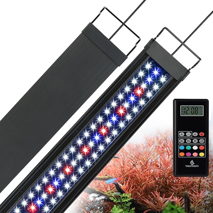 WaterRebirth Wireless Remote Full Spectrum Aquarium LED Light Strip - Ultra-Thin Design with Timer & RGB Modes for Fish Tank Plants (20-26INCH)