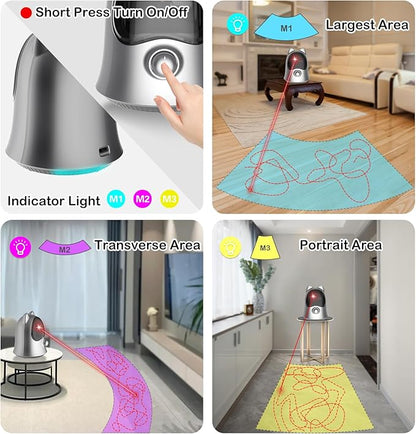 Cat Laser Toys for Indoor Cats, Random Trajectory Laser Cat Toy, Interactive Cat Toys for Bored Indoor Adult Cats/Kittens/Dogs (Silver)