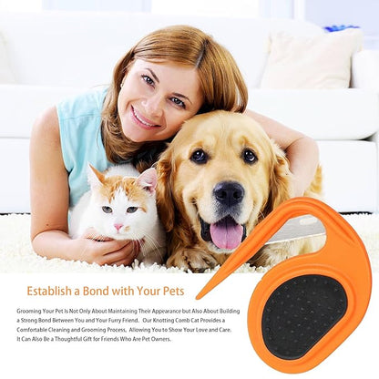 2Pcs Knotting Comb for Cats & Dogs, Pet Hair Removal Tool, Cat & Dog Grooming Comb, Knot Remover, Blue & Orange