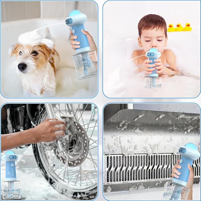 Electric Dog Shampoo Dispenser, IPX7 Automatic Dog Soap Dispenser, Soap Frother Dogs Grooming with Brush for Dogs and Cat Bathing, Shampoo Foamer Pet Bath Supplies, Bathroom, Kitchen Sink