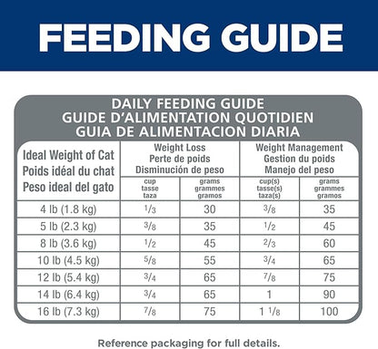 Hill's Science Diet Hairball Control Light, Adult 1-6, Weight Management & Hairball Control Support, Dry Cat Food, Chicken Recipe, 7 lb Bag