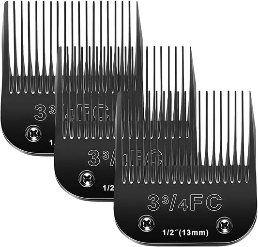 3FC Blades Dog Grooming Blades Compatible with Andis/Oster A5/Wahl KM-10 Series Dog Clippers,Detachable Clipper Replacement Blade,Black (3FC/3PCS)