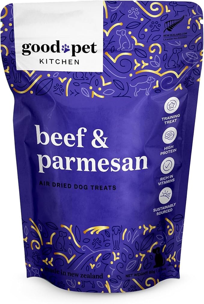 Pet Treats, Air-Dried, Natural, Limited Ingredient Dog Treat, Free Range, Grain Free Dog Treats, Toppers, Snacks, Beef & Parmesan 2.8 oz