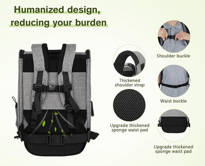 Pecute Cat Backpack, Adult Cat Backpackswith Breathable Mesh, Collapsible Small Dog Backpack, Pet Backpack with Multi-Pockets, Great for Travel Hiking Camping (Gray)