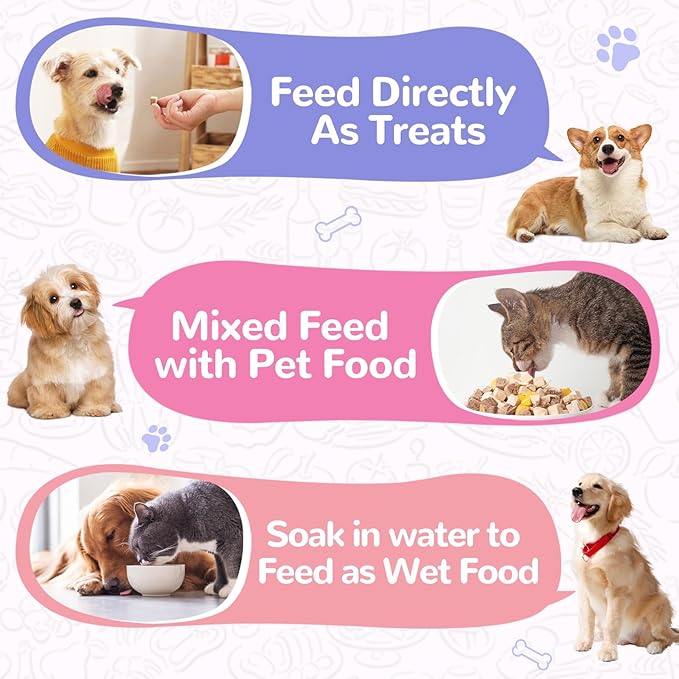 Freeze Dried Duck Treats for Cats Dogs, Freeze-Dried Raw Food Topper, High Protein, Gluten&Grain Free, Rawhide Free, 3.8 oz