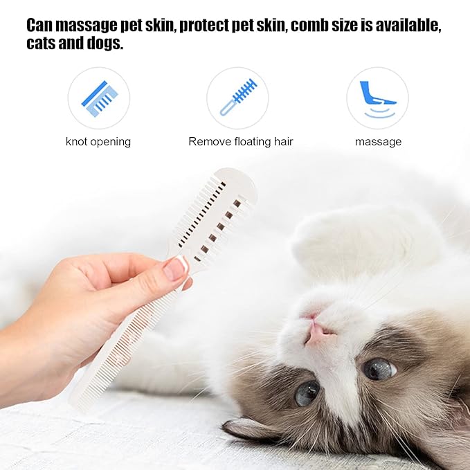 Pet Hair Thinning comb, Pet Hair Combs, Dog Grooming Comb with Blade, Cat Comb for Matted Hair, 2 in 1 Hair Cutter Comb, 5 Blades Pet Hair Trimming Comb