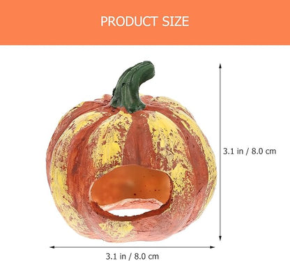 Fish and Shrimp Hideout House Terrarium Decor Betta Fish Cave Hideout Betta Toys Glass Animals Pumpkin Cave Halloween Decor Ornaments for Tanks Aquarium Resin Rock