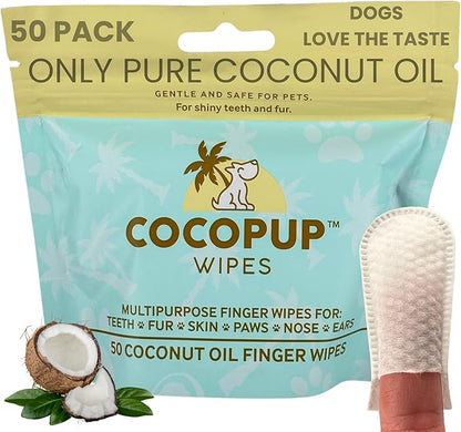 Dog Teeth Cleaning Wipes Ear Nose Paws Fur Cleaner Pure Coconut Oil