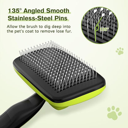 Pecute Self-Cleaning Slicker Brush for Dogs, Cats, Lightweight Dog Brush for Shedding Massaging Grooming, Cat Brush Gently Removes Loose Fur Undercoat for Small Dogs Cats Rabbits of All Hair Types