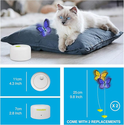 ALL FOR PAWS Interactive Motion Activated Butter-Fly Cat Toys,Flutter Bug Cat Toy,Flutter Rotating Kitten Toys,Cat Toys Interactive for Indoor Cats with 2 Replacements