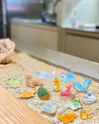 44 Pcs Mini Ocean Resin Animals 44 Styles Resin Animals Figurines Bulk for Fairy Garden Miniature Dollhouse Accessories Hide Crafts Decor