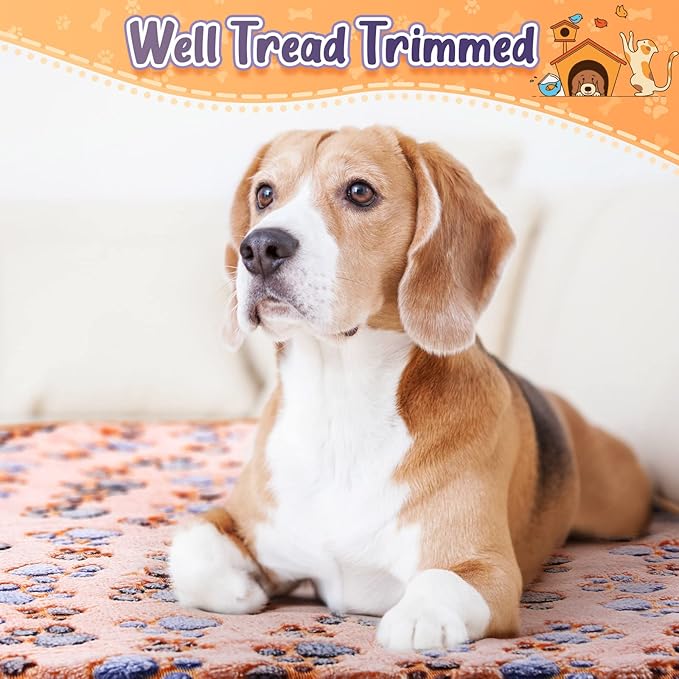 Tatuo 4 Pcs Dog Blanket Pet Puppy Blanket Puppy Teething Toys Paw Print Fleece Blanket for Pet Cat Soft Warm Sleep Mat Guinea Pig Cage Blanket(Medium(30 x 20.5 Inch),Coffee)