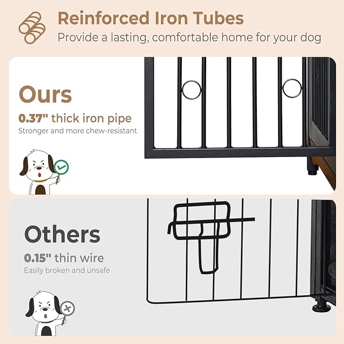 71'' Dog Crate Furniture for 2 Dogs, Wooden Double Dog Crate Large Breed with Door, XXL Indoor Dog Kennel TV Stand End Table with Divider for Large Medium Dogs, No Cushion,Brown