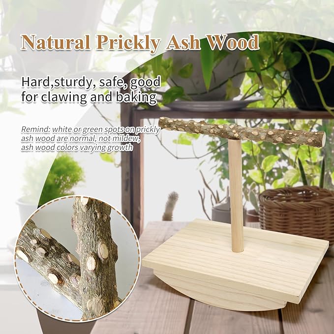 Natural Wood Bird Perch Stand,Rocking Perch for Birds,Chewing Training Parrot Tumbler Toy,Bird Stand Swing Removable Playstand Birds Cage Accessories for Parakeets,Cockatiels,Budgies,Conures(Large)