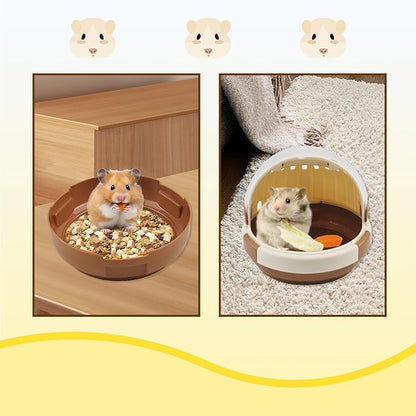 Hamster Carrier Cage Portable_ages Small Animals Carry Travel Case with Water Bottle Plastic Breathable_uinea Pig Outgoing Cage for Dwarf Hamster Ferret Chinchillas Hedgehog (Brown)