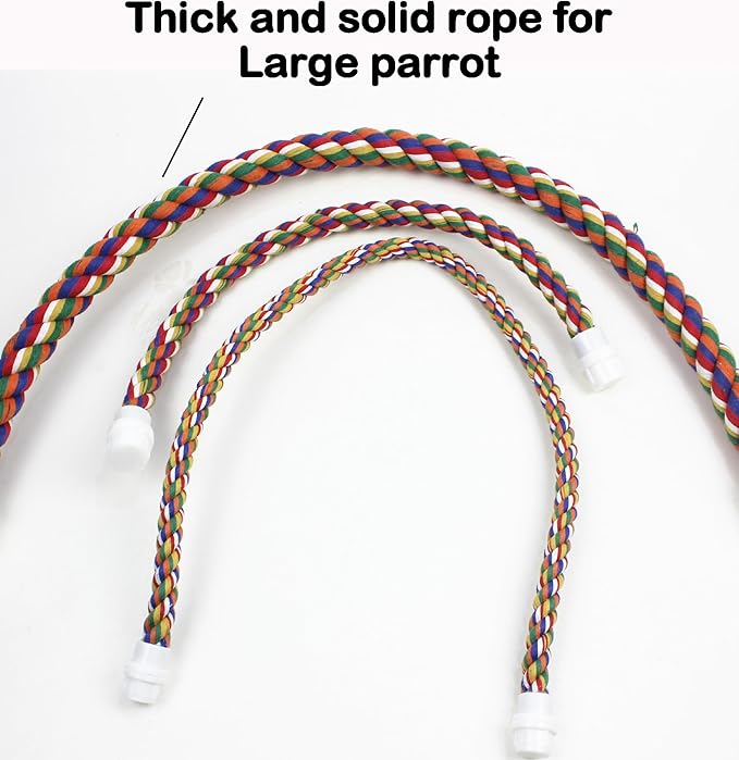 2pcs 48inch(122cm) Parrot Rope Perches,Bendable Climbing Standing Chew Cage Toys Heavyduty Made Bungee Toys for Large to Regular Size Birds
