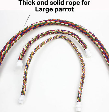 2pcs 48inch(122cm) Parrot Rope Perches,Bendable Climbing Standing Chew Cage Toys Heavyduty Made Bungee Toys for Large to Regular Size Birds
