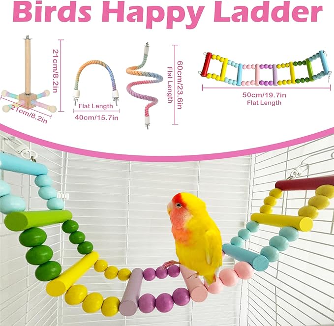 Rope Perches for Bird Cages, Parrot Rope Perch for Cockatiels & Parakeets, Bird Cage Accessories(4pcs)