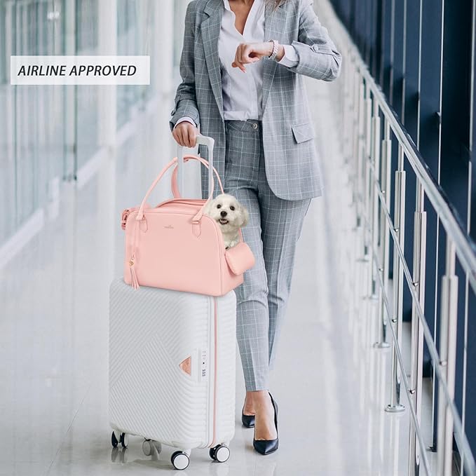 Dog Purse Carrier for Small Dogs, Pet Carrier Tote with Treat Pouch, Breathable Soft-Sided Pet Bag with Adjustable Safety Tether Strap, Pet Carrier Purse for Small Medium Dog Cat,S