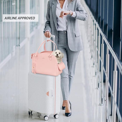 Dog Purse Carrier for Small Dogs, Pet Carrier Tote with Treat Pouch, Breathable Soft-Sided Pet Bag with Adjustable Safety Tether Strap, Pet Carrier Purse for Small Medium Dog Cat,S